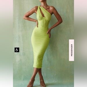 House of CB Valentina Chartreuse green midi dress, S